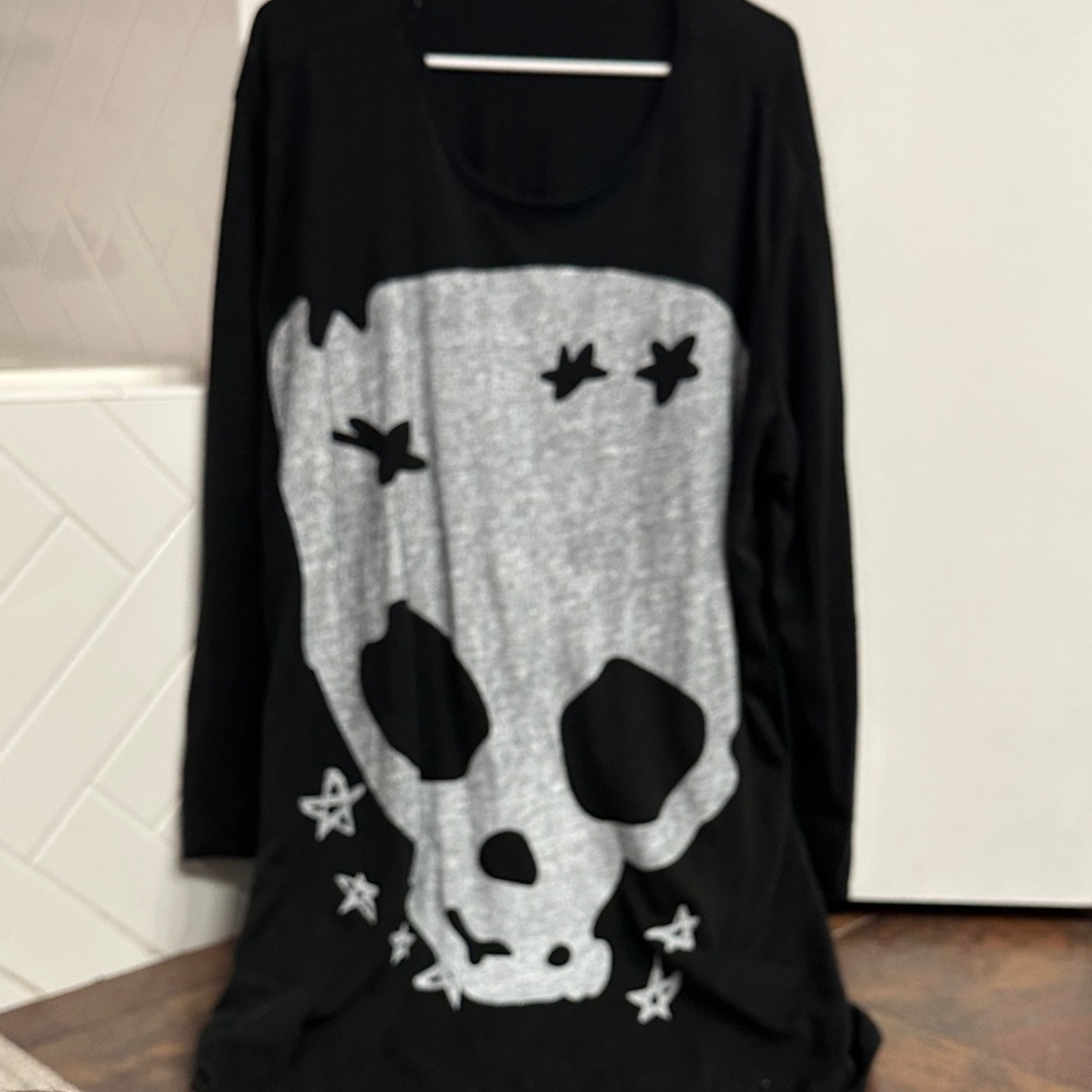 Black and Gray Skull Print Women's Tunic